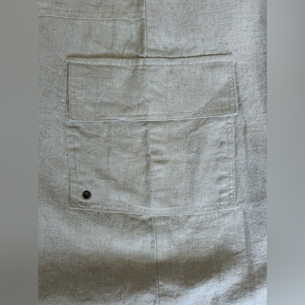 Wrapper Linen Blend Natural Color Mini Skirt with Drawstring size 9 - Picture 7 of 7